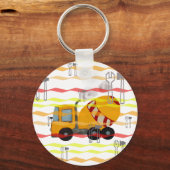 黄色と赤のコンクリートミキサー キーホルダー (正面)