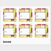 黄色と赤のステンドグラス贈り物ラベルシール スクエアシール (シート)