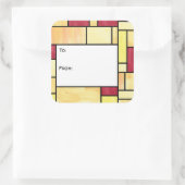 黄色と赤のステンドグラス贈り物ラベルシール スクエアシール (バッグ)