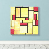 黄色と赤のステンドグラス(12x12)キャンバス キャンバスプリント (インサイチュ (ウッドフロア))