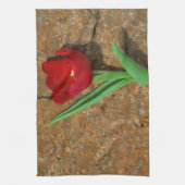 黄色と赤のチューリップ キッチンタオル (縦)