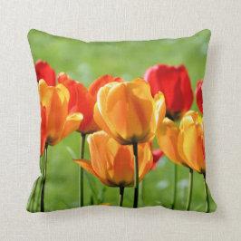 黄色と赤のチューリップ クッション