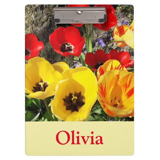 黄色と赤のチューリップ クリップボード (正面)