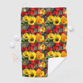 黄色と赤のチューリップ ゴルフタオル (インサイチュ)