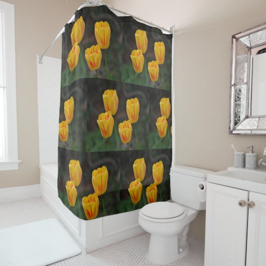 黄色と赤のチューリップ シャワーカーテン (インサイチュ)
