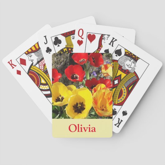黄色と赤のチューリップ トランプ (裏面)