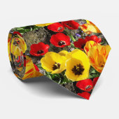 黄色と赤のチューリップ ネクタイ (ロール)