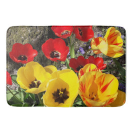 黄色と赤のチューリップ バスマット