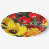 黄色と赤のチューリップ ペーパープレート (アングル)