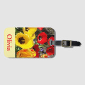 黄色と赤のチューリップ ラゲッジタグ (正面横)
