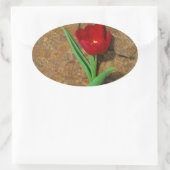 黄色と赤のチューリップ 楕円形シール (バッグ)