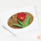 黄色と赤のチューリップ 楕円形シール (封筒)