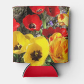 黄色と赤のチューリップ 缶クーラー (正面)