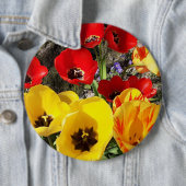 黄色と赤のチューリップ 缶バッジ (インサイチュ)