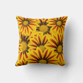 黄色と赤のデイジーの花とストライプ クッション (裏面)