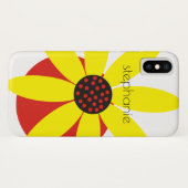 黄色と赤のデイジーの花と名前フローラ Case-Mate iPhoneケース (裏面(横))