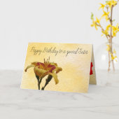 黄色と赤のデイリリーパステルイエローウォーター色 カード (黄色い花)