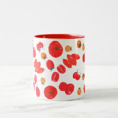 黄色と赤のトマト色の鉛筆スケッチ ツートーンマグカップ (中央)