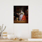 黄色と赤のドレスを着た女性 ポスター (キッチン)