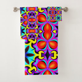 黄色と赤のバスタオオルセット バスタオルセット