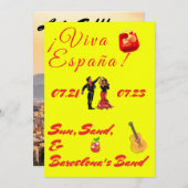 黄色と赤のバチェロレッテパーティー 招待状 (正面/裏面)