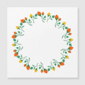 黄色と赤のバラの花を持つフローラの丸い枠 (正面)