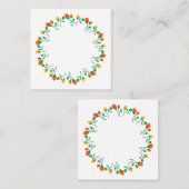 黄色と赤のバラの花を持つフローラの丸い枠 スクエア名刺 (正面/裏面)