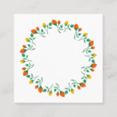 黄色と赤のバラの花を持つフローラの丸い枠 スクエア名刺 (裏面)