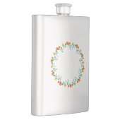 黄色と赤のバラの花を持つフローラの丸い枠 フラスク (右)