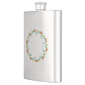 黄色と赤のバラの花を持つフローラの丸い枠 フラスク (左)