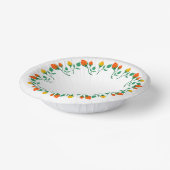 黄色と赤のバラの花を持つフローラの丸い枠 ペーパーボウル (傾斜あり)