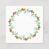 黄色と赤のバラの花を持つフローラの丸い枠 予約カード (裏面)