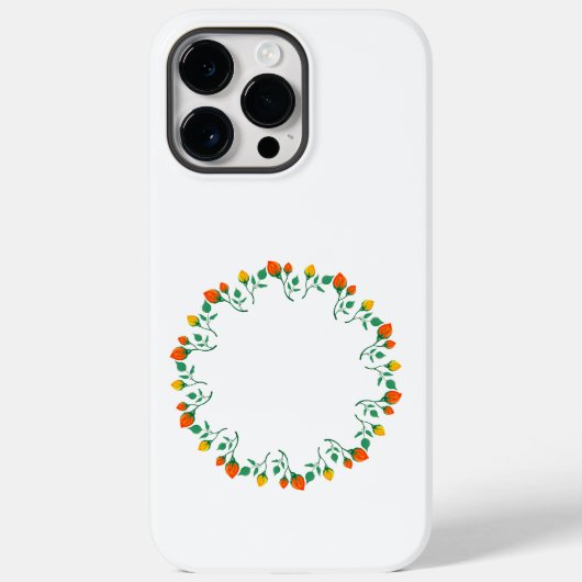 黄色と赤のバラの花を持つフローラの丸い枠 Case-Mate iPhoneケース (裏面)