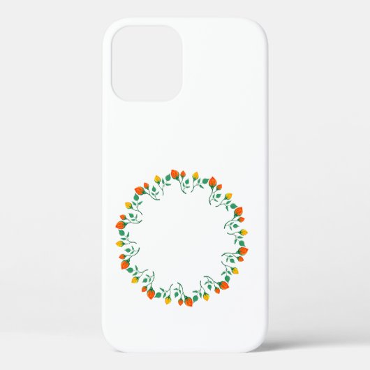 黄色と赤のバラの花を持つフローラの丸い枠 Case-Mate iPhoneケース (裏面)