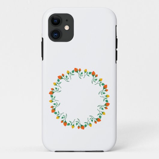 黄色と赤のバラの花を持つフローラの丸い枠 Case-Mate iPhoneケース (裏面)