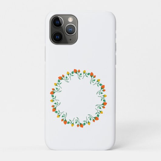 黄色と赤のバラの花を持つフローラの丸い枠 Case-Mate iPhoneケース (裏)