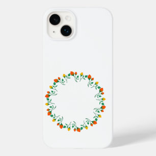 黄色と赤のバラの花を持つフローラの丸い枠 Case-Mate iPhone 14 PLUSケース