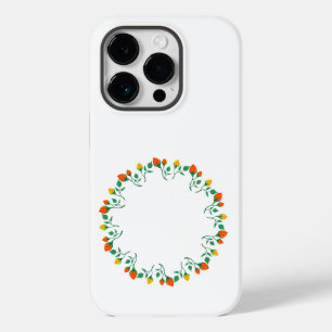 黄色と赤のバラの花を持つフローラの丸い枠 Case-Mate iPhone 14 PROケース