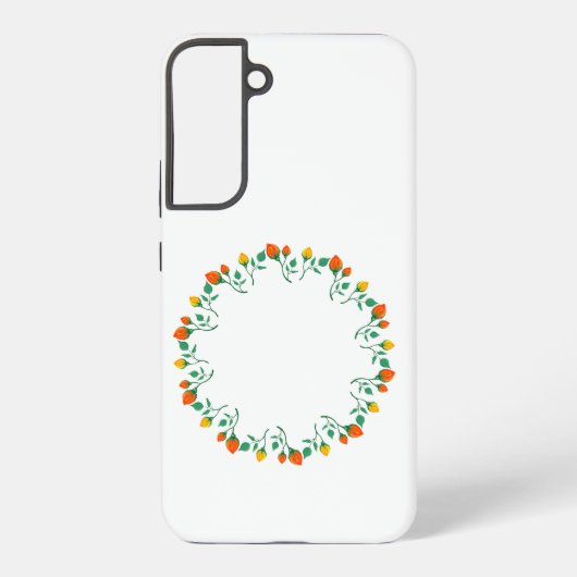 黄色と赤のバラの花を持つフローラの丸い枠 SAMSUNG GALAXYケース (裏面)