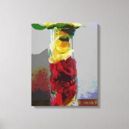 黄色と赤のバラ キャンバスプリント