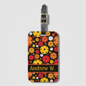黄色と赤のピックボール ラゲッジタグ (正面縦)