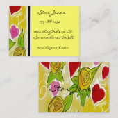 黄色と赤のフローラハートと花 名刺 (正面/裏面)