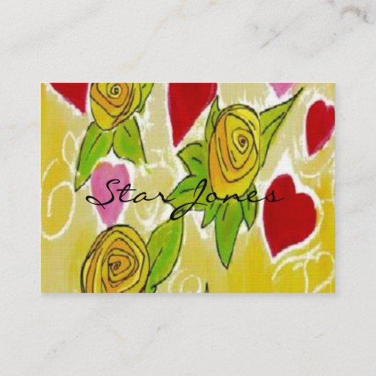 黄色と赤のフローラハートと花 名刺 (裏面)