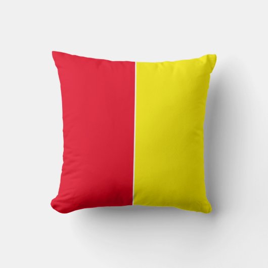 黄色と赤のプレーンシンプルカラー クッション (正面)