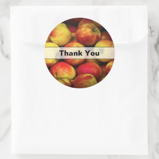 黄色と赤のリンゴのブッシェルの写感謝してい真 ラウンドシール (バッグ)