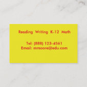 黄色と赤の家庭教師 名刺 (裏面)