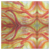 黄色と赤の抽象芸術アートウォーターカラー生地 ファブリック (クローズアップ)