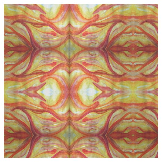 黄色と赤の抽象芸術アートウォーターカラー生地 ファブリック (見本)