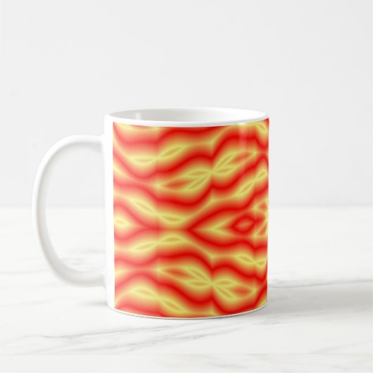 黄色と赤の抽象芸術葉 コーヒーマグカップ (左)