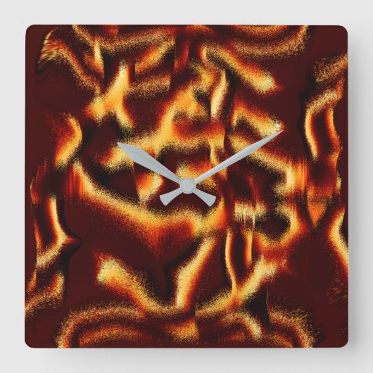 黄色と赤の斑点はぼやけ欠けている スクエア壁時計 (正面)